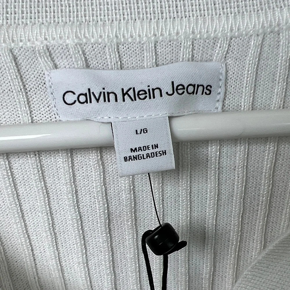 Calvin Klein Women's Ivory Ribbed Blouse - Picture 2 of 6